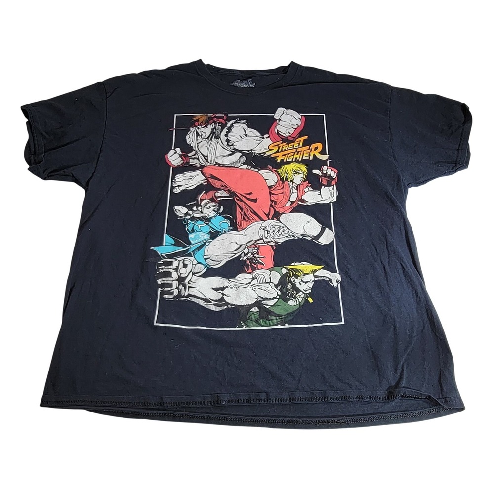Capcom Street Fighter Graphic T-Shirt Mens 2XL Black Ryu Ken Chun-Li Guile Tee